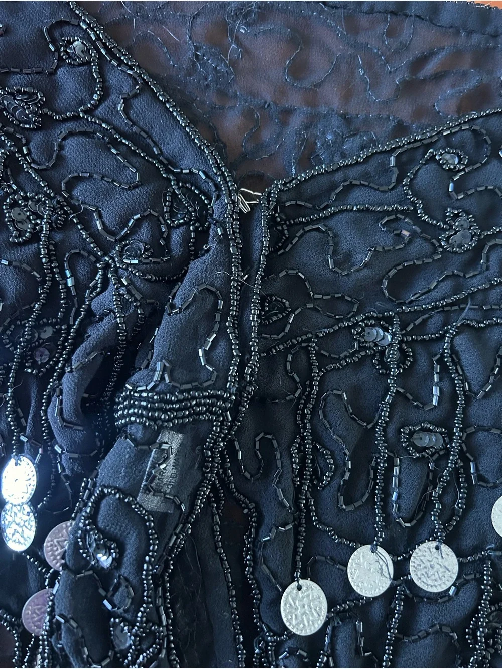 Vintage beaded belly dance hip scarf Made in India